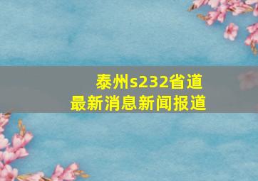 泰州s232省道最新消息新闻报道