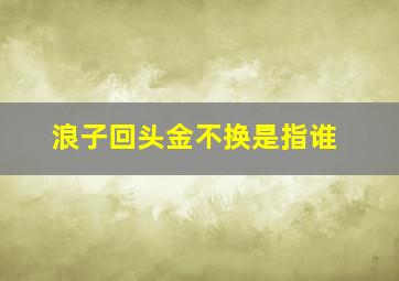 浪子回头金不换是指谁