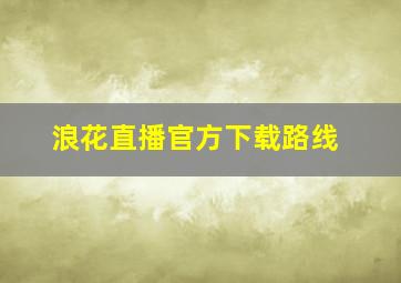 浪花直播官方下载路线