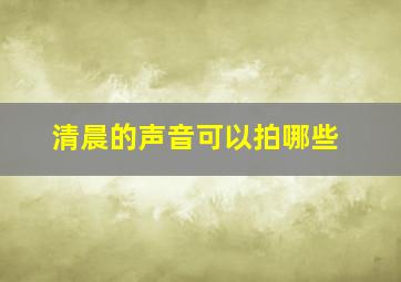 清晨的声音可以拍哪些