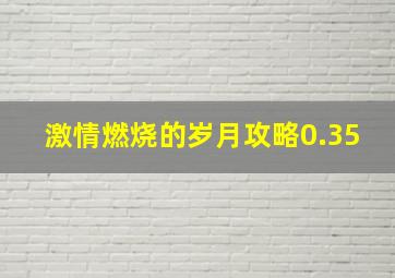 激情燃烧的岁月攻略0.35