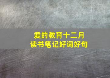 爱的教育十二月读书笔记好词好句