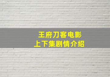 王府刀客电影上下集剧情介绍