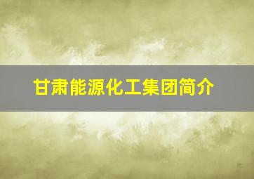 甘肃能源化工集团简介