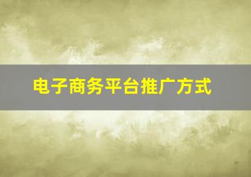 电子商务平台推广方式