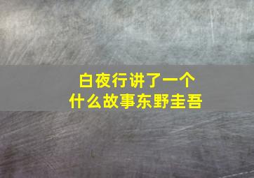 白夜行讲了一个什么故事东野圭吾