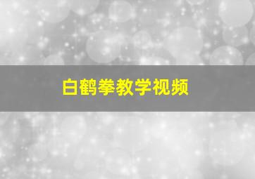 白鹤拳教学视频