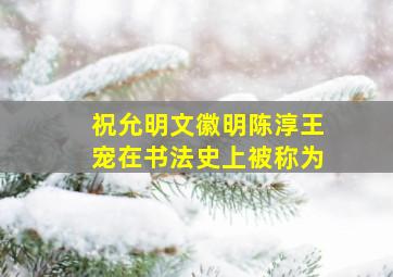 祝允明文徽明陈淳王宠在书法史上被称为