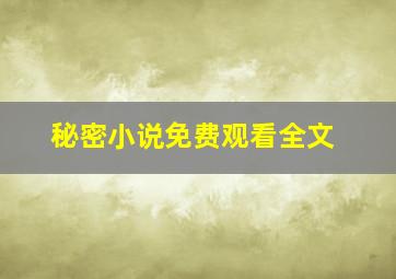 秘密小说免费观看全文