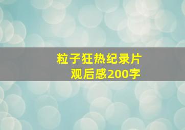 粒子狂热纪录片观后感200字