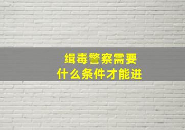 缉毒警察需要什么条件才能进