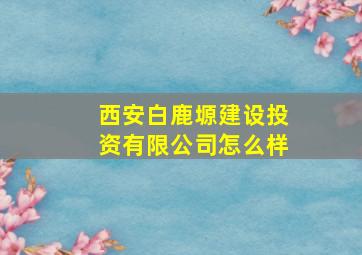 西安白鹿塬建设投资有限公司怎么样