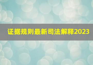 证据规则最新司法解释2023