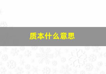 质本什么意思