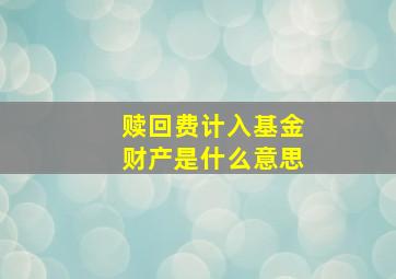 赎回费计入基金财产是什么意思