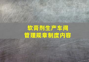 软膏剂生产车间管理规章制度内容