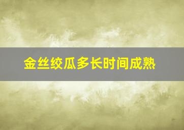 金丝绞瓜多长时间成熟