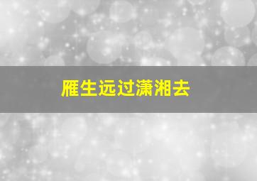 雁生远过潇湘去