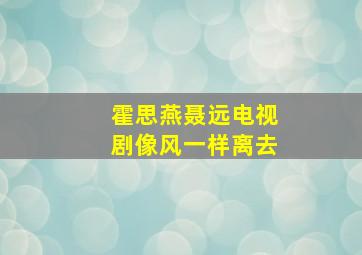 霍思燕聂远电视剧像风一样离去