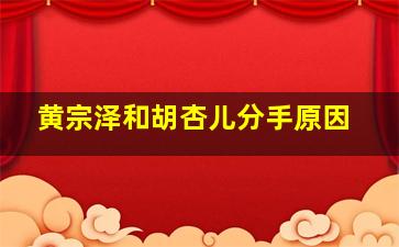 黄宗泽和胡杏儿分手原因