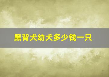 黑背犬幼犬多少钱一只