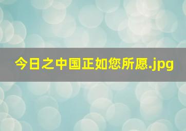 今日之中国正如您所愿