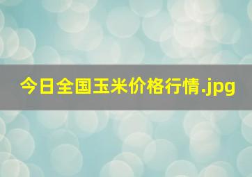 今日全国玉米价格行情