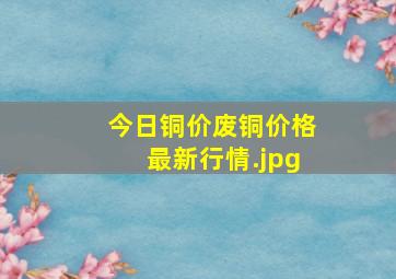 今日铜价废铜价格最新行情