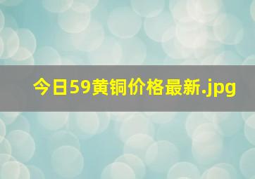 今日59黄铜价格最新