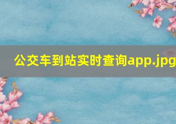 公交车到站实时查询app