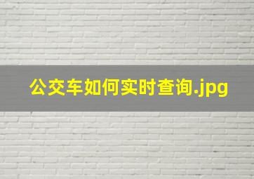 公交车如何实时查询