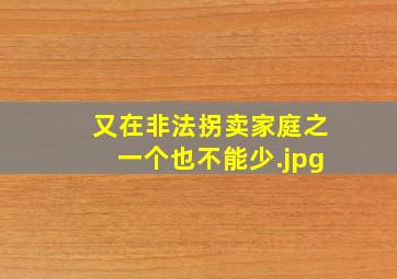 又在非法拐卖家庭之一个也不能少