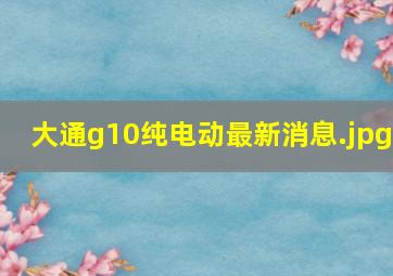 大通g10纯电动最新消息