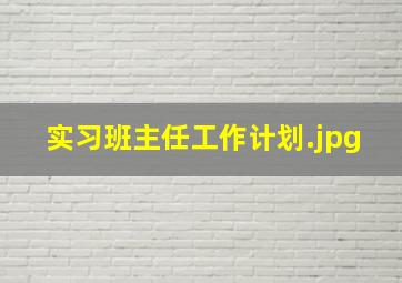 实习班主任工作计划