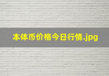 本体币价格今日行情