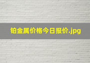 铂金属价格今日报价