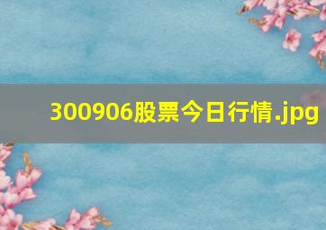 300906股票今日行情