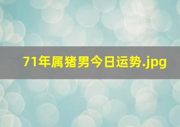 71年属猪男今日运势